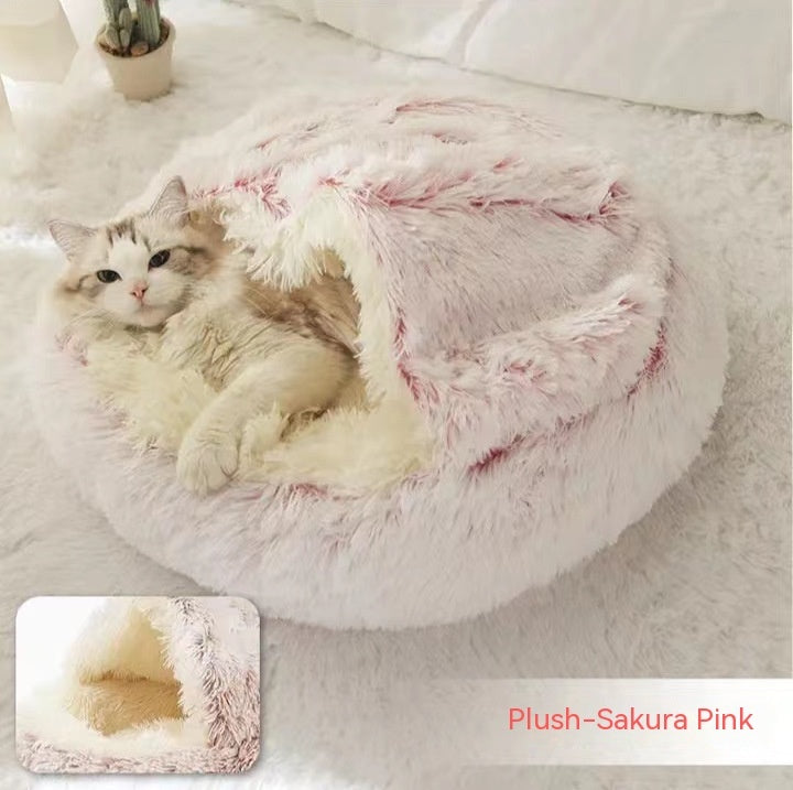 Paw and Whisk Round Plush Warm Bed